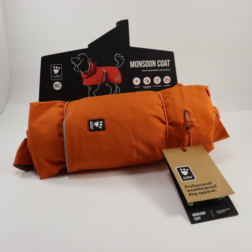 Hurtta Monsoon Coat 90 Orange Dog Weatherproof Raincoat Jacket LARGE breed